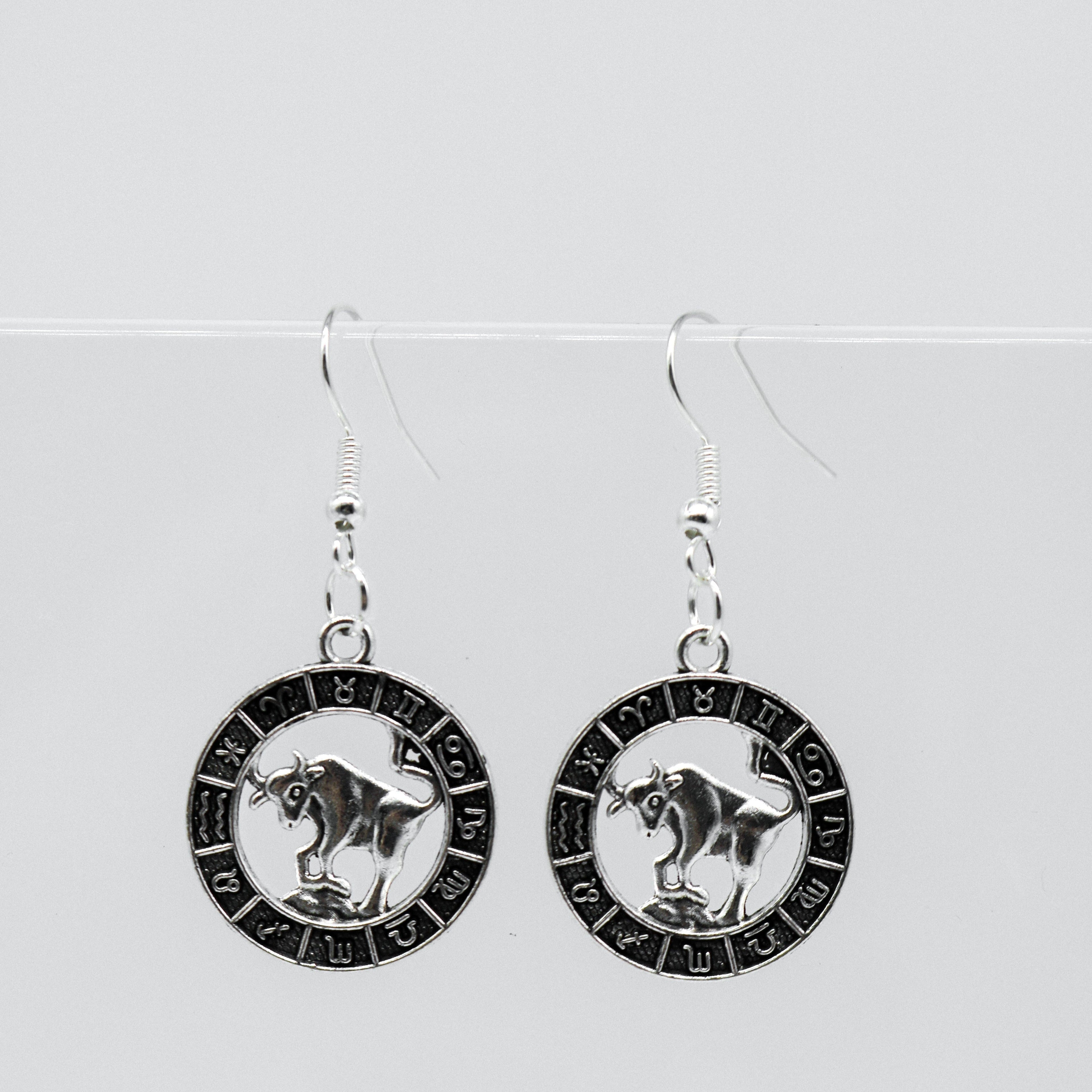 Silberohrringe mit Zodiac-Symbol-Münzanhänger | Shop Nory