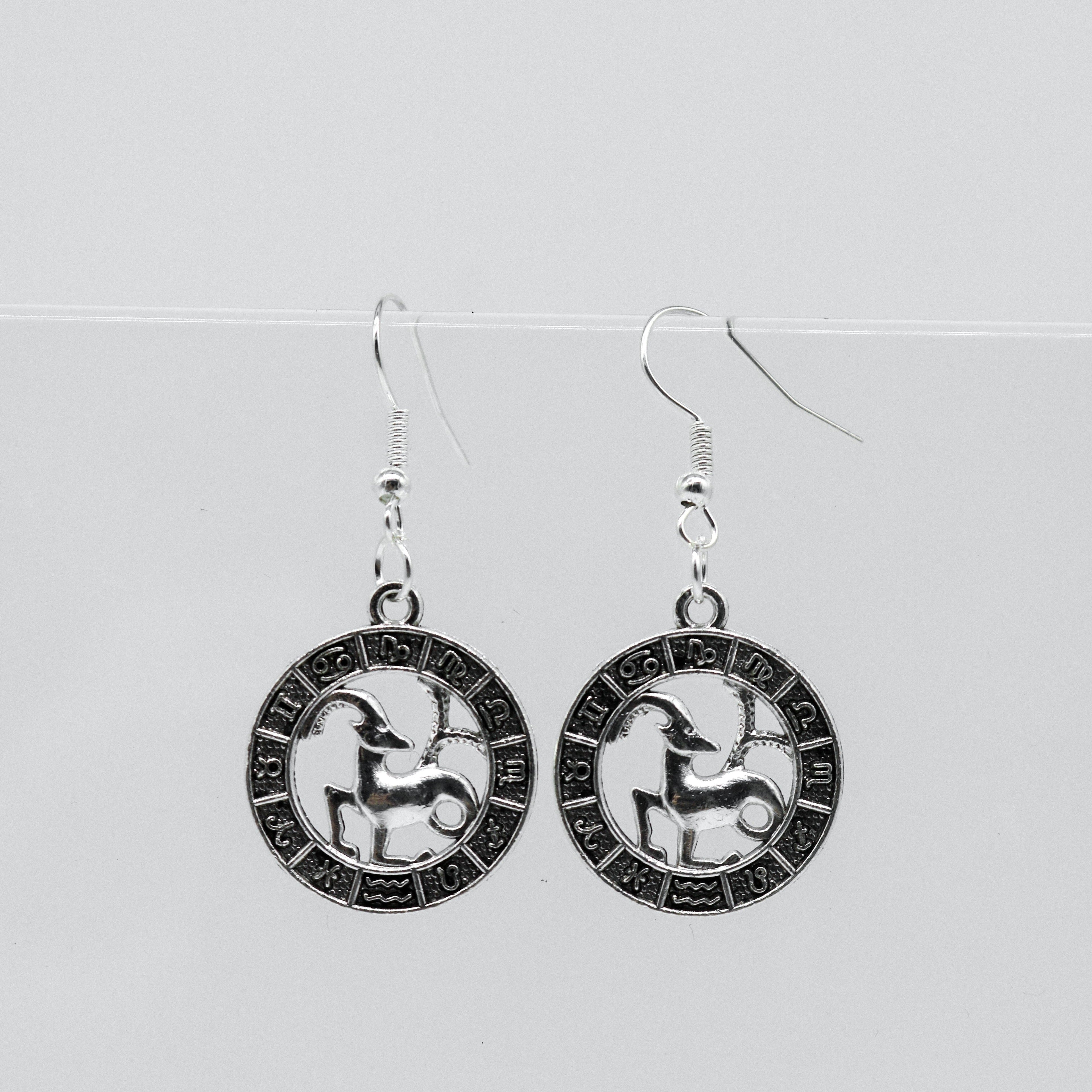Silberohrringe mit Zodiac-Symbol-Münzanhänger | Shop Nory