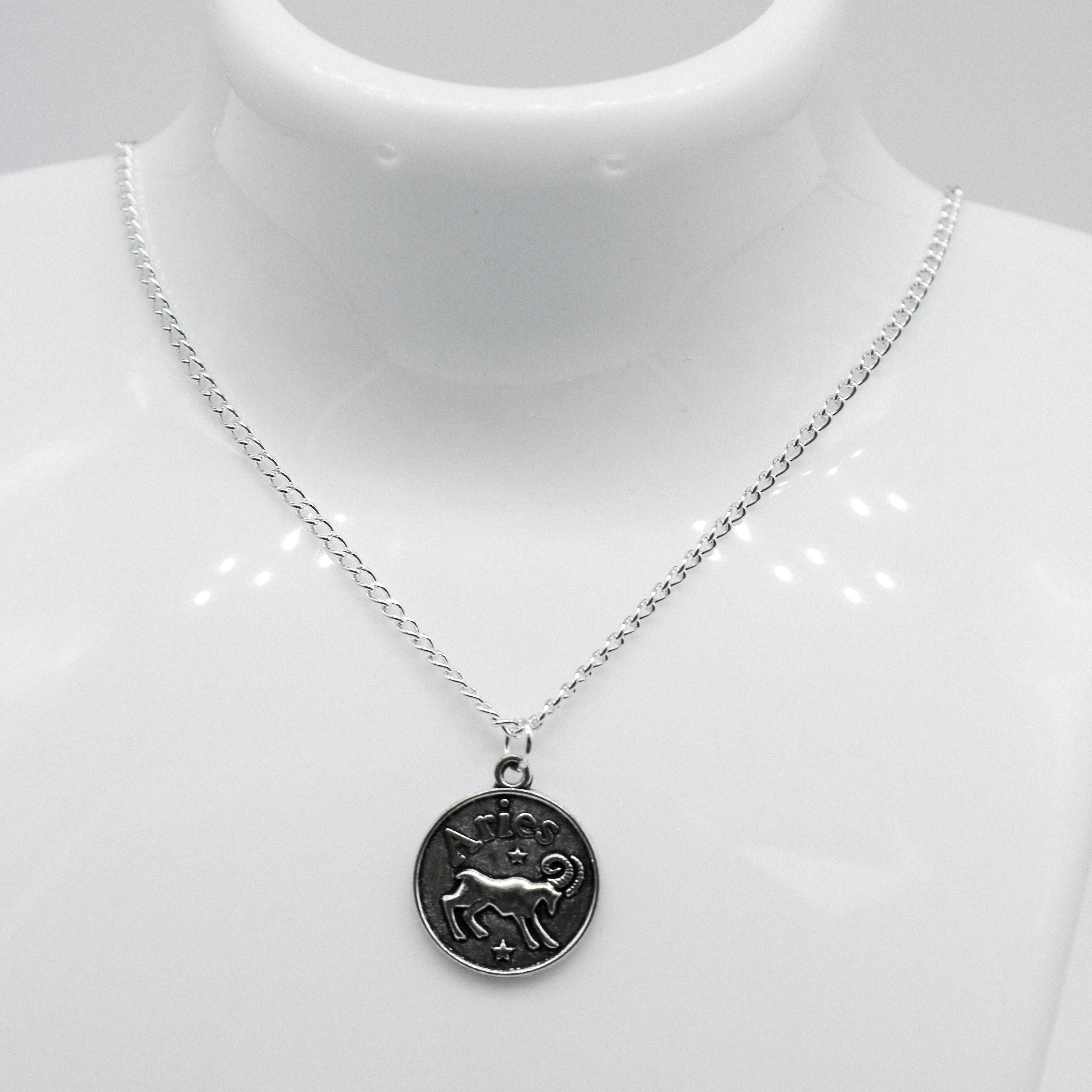 Silber Zodiac Wendbare Münzcharms Halskette | Shop Nory