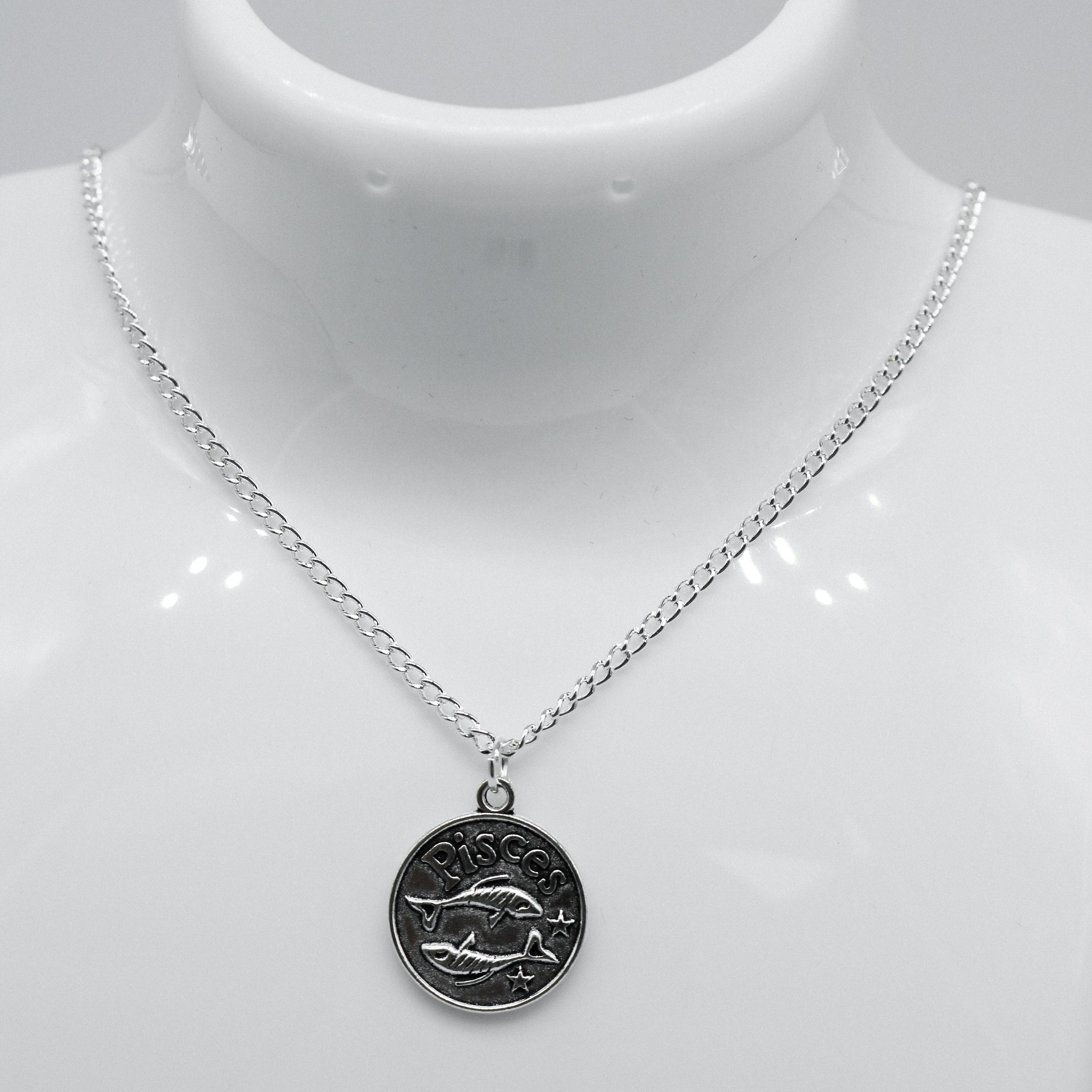 Silber Zodiac Wendbare Münzcharms Halskette | Shop Nory