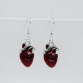 Silver and Red Anatomical Heart Charm Earrings | Shop Nory