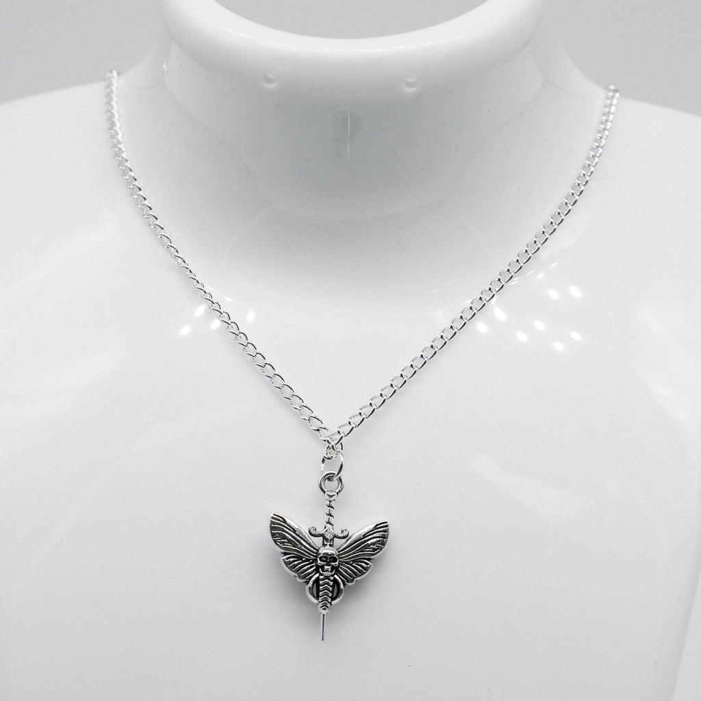Silber Skull Schmetterling Dolch Charm Halskette | Shop Nory