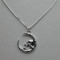 Silberne Gothic Mond Totenkopf Charm Halskette | Shop Nory