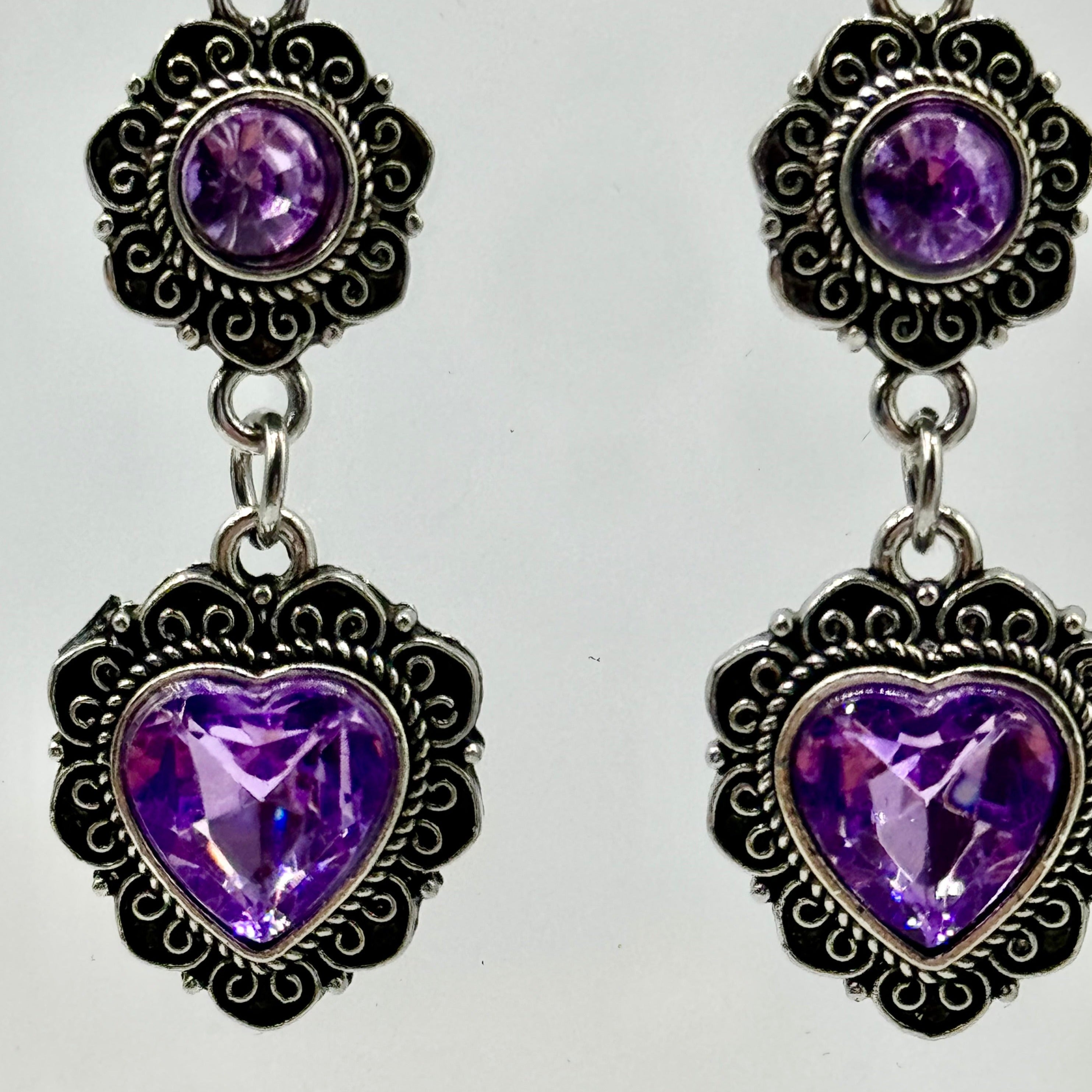 Silver Gothic Witchy Amethyst Stone Drop Earrings | Shop Nory