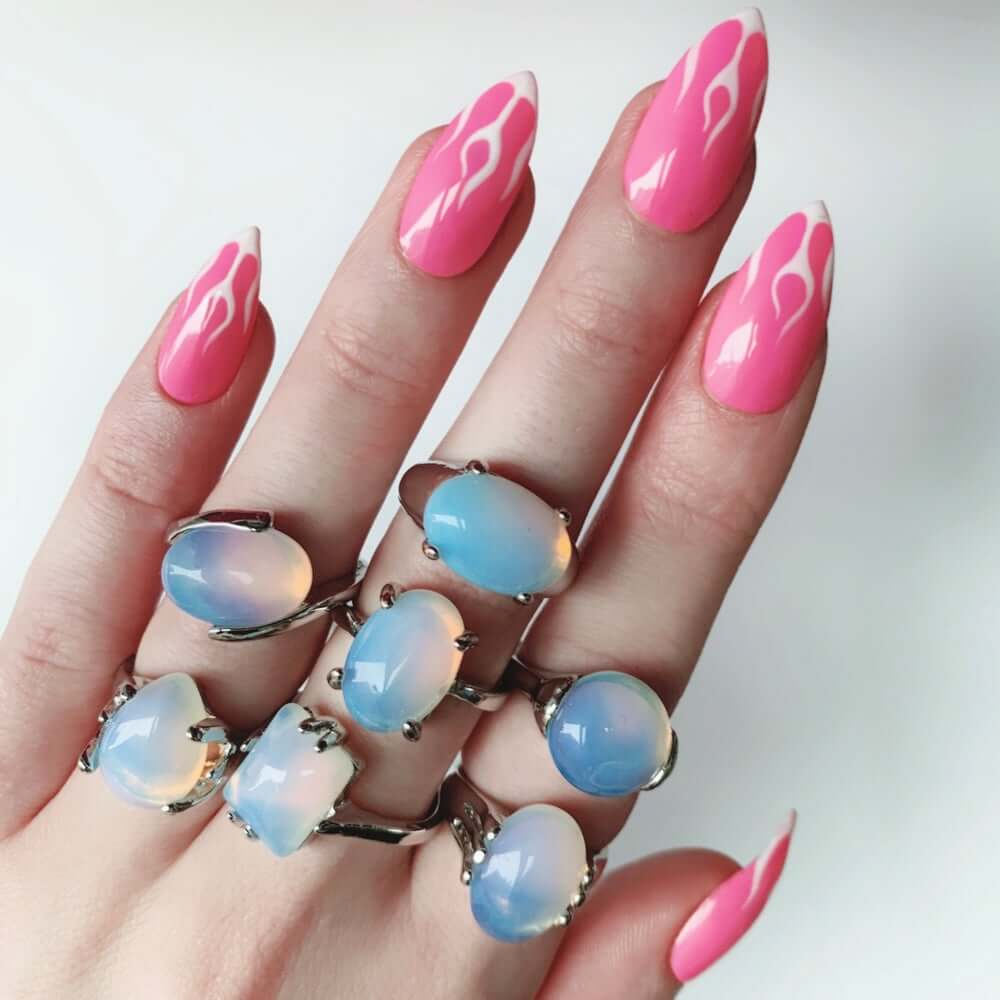 Opal Natural Crystal Gemstone Silver Ring | Shop Nory