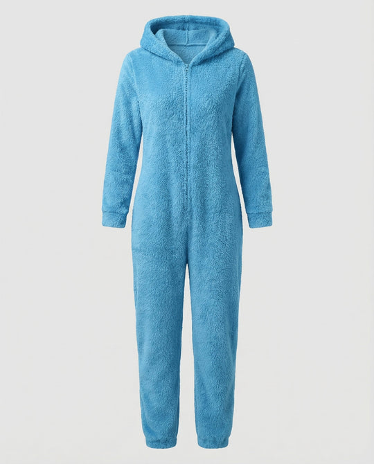 Damen Teddy Fleece Overall Kapuze
