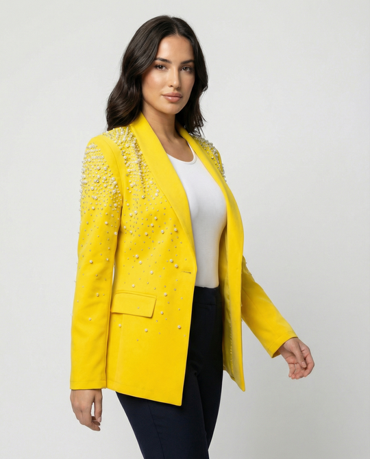 Slim Damenblazer mit Perlendetails
