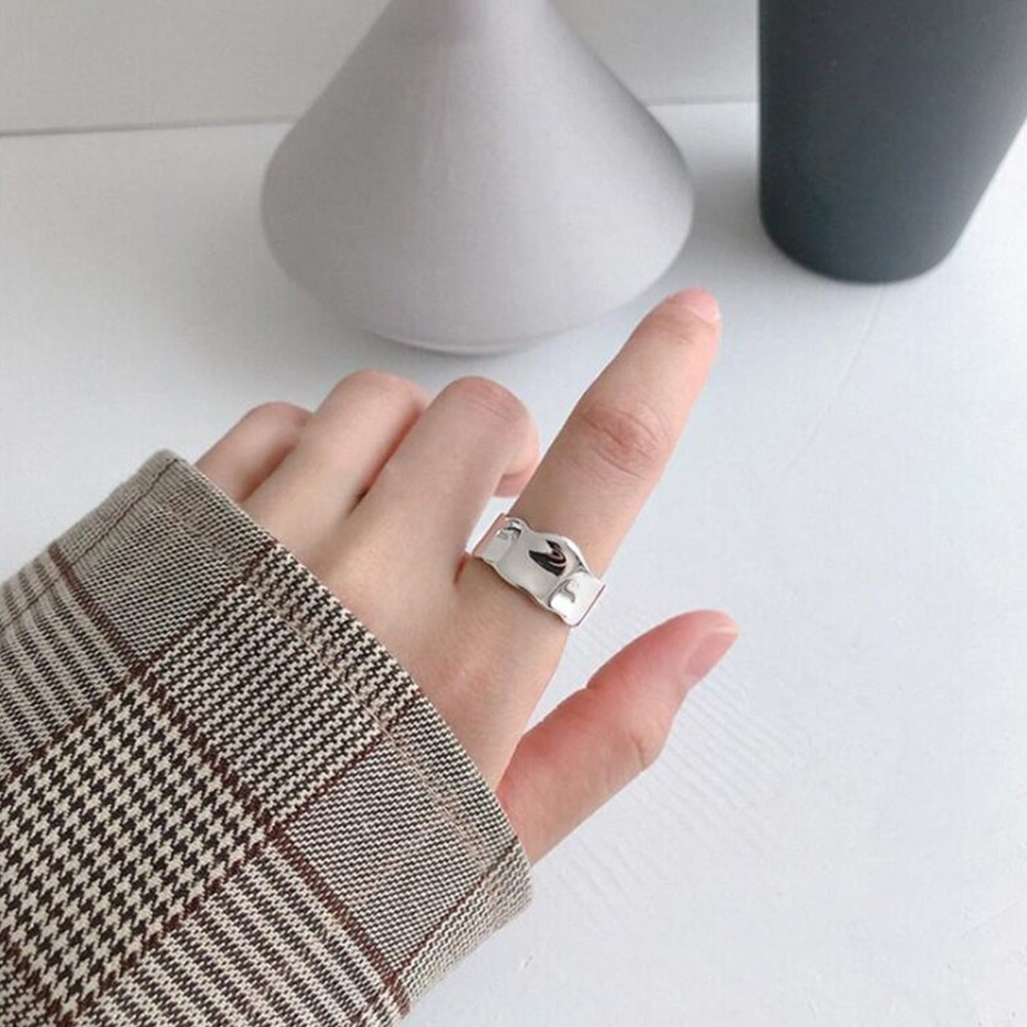 925 Sterling Silver Unregelmäßige Form Moderne Ring | Shop Nory