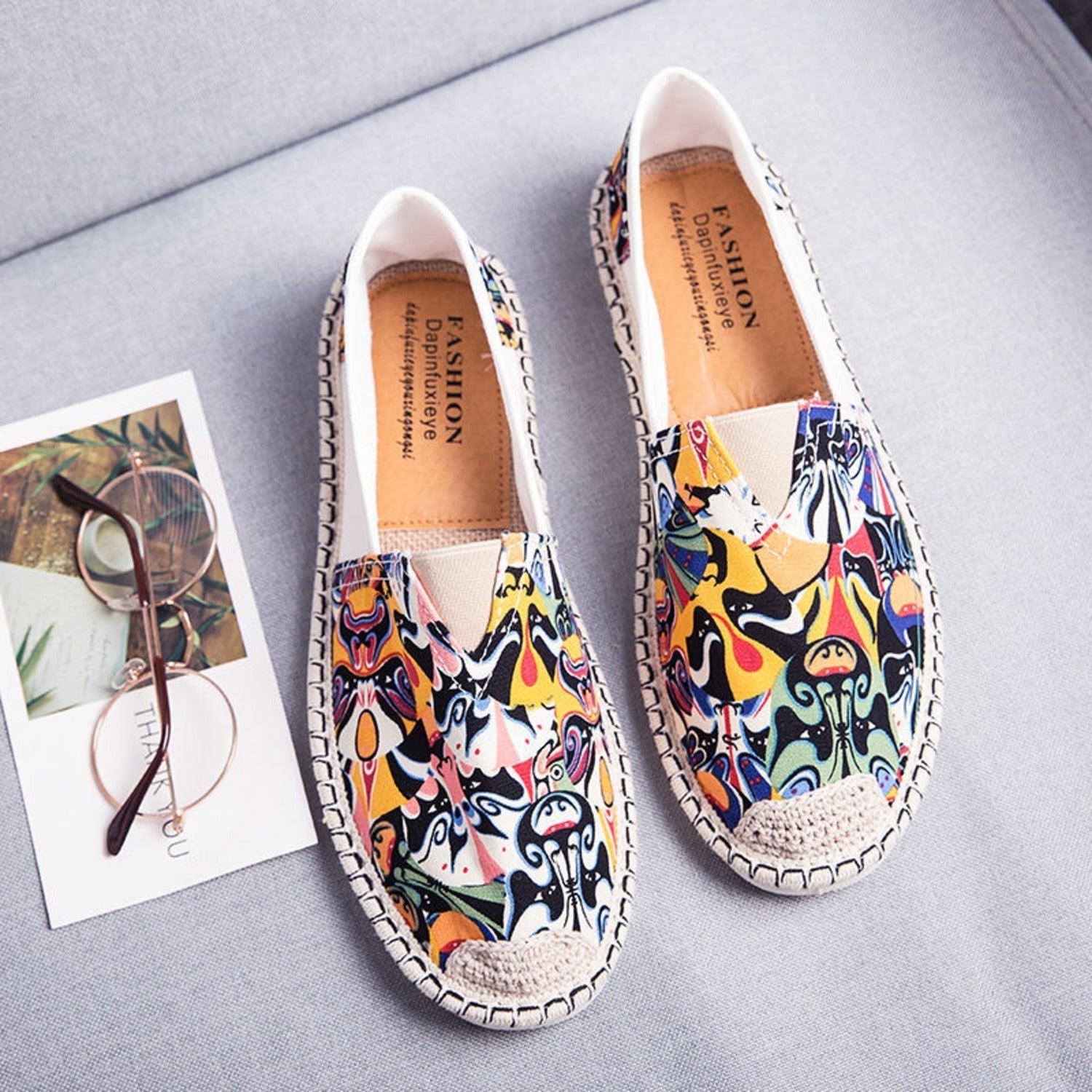 Atmungsaktive Canvas Espadrilles mit Grafischem Druck