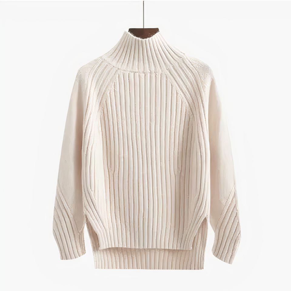 Rippstrick hochabschließender Pullover