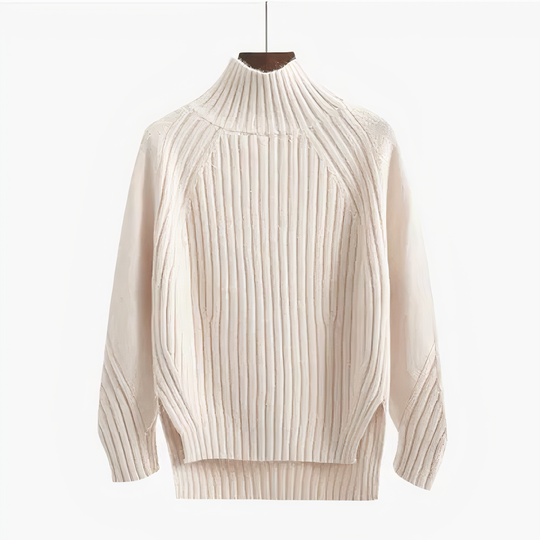 Rippstrick hochabschließender Pullover