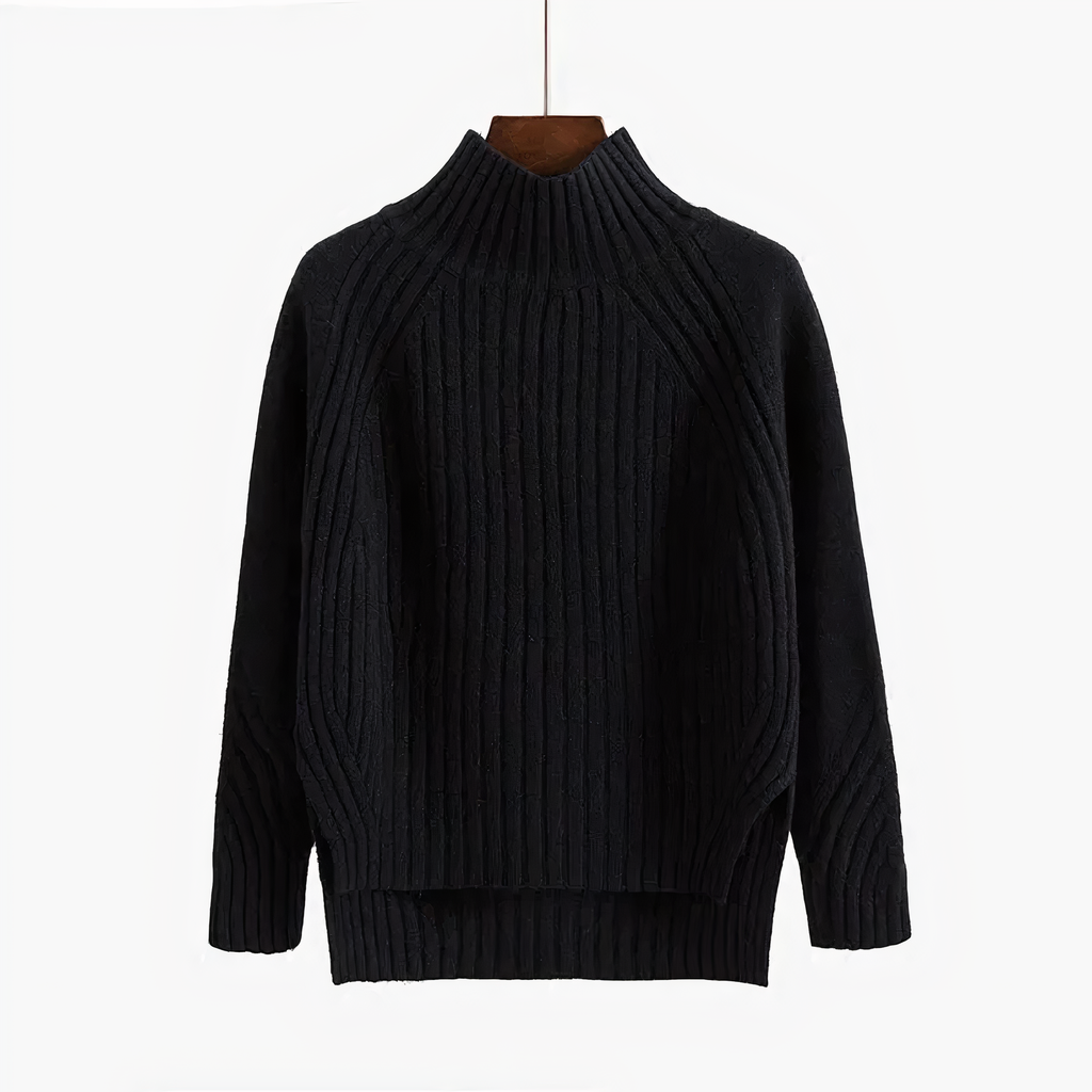 Rippstrick hochabschließender Pullover