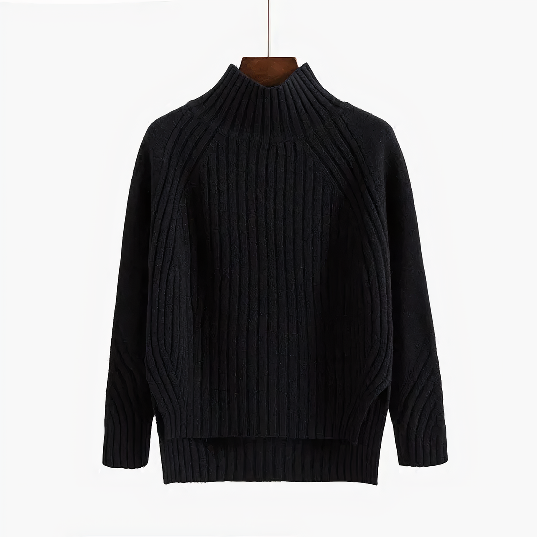 Rippstrick hochabschließender Pullover