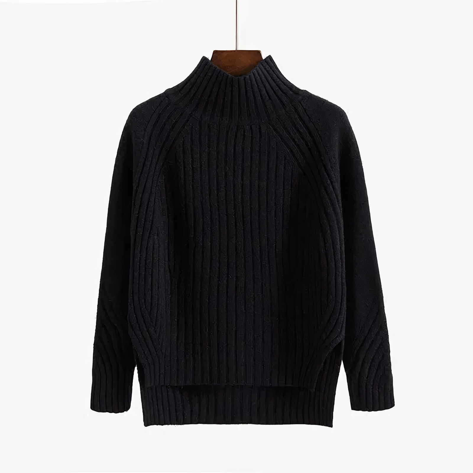Rippstrick hochabschließender Pullover