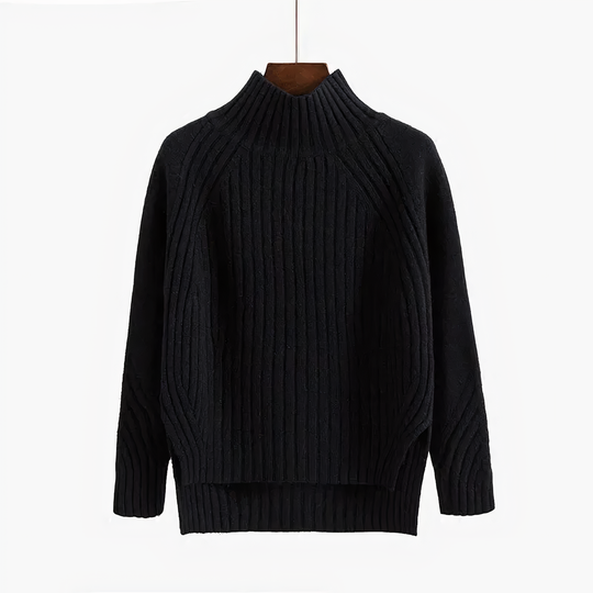 Rippstrick hochabschließender Pullover