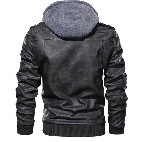 Herren Lederjacke mit Kapuze
