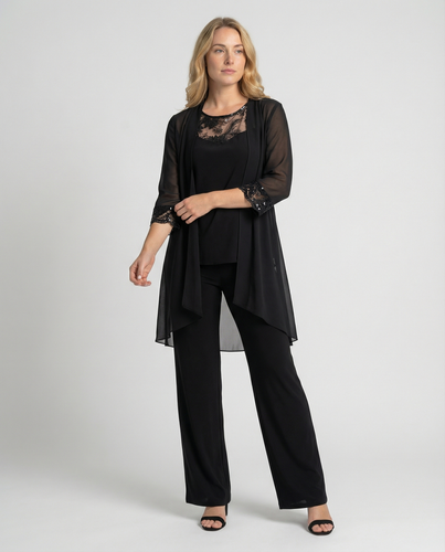 ShopNory | Damen Dreiteiler Mit Transparenter Jacke Und Hose