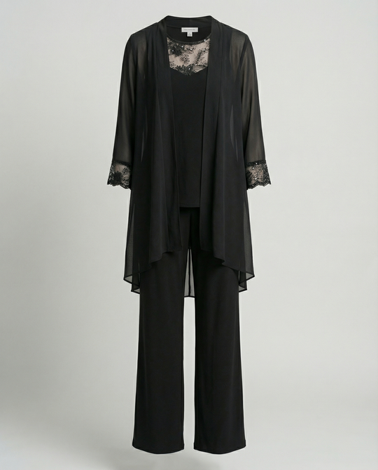 ShopNory | Damen Dreiteiler Mit Transparenter Jacke Und Hose