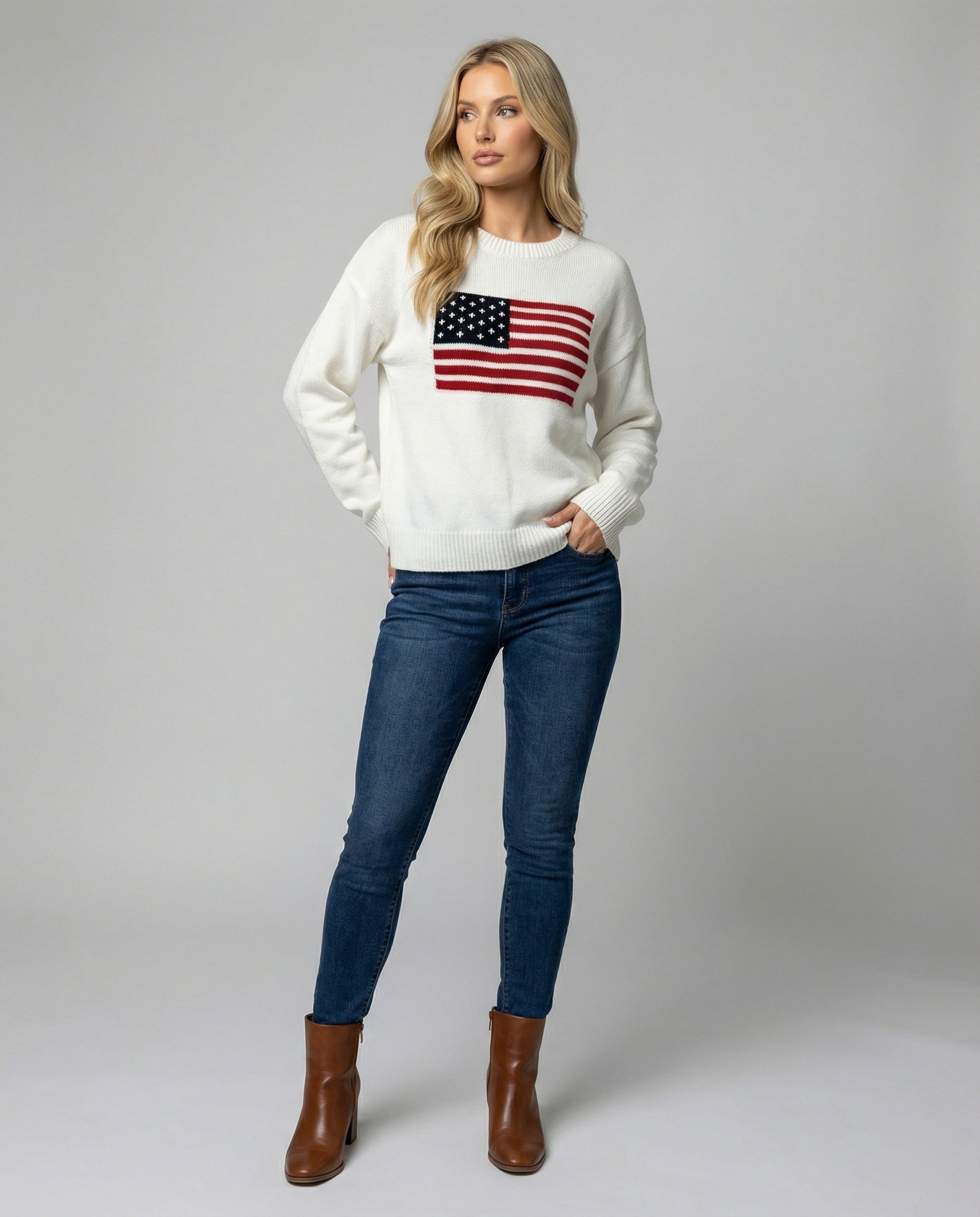 Amerikanische Flagge Rundhalsausschnitt Pullover