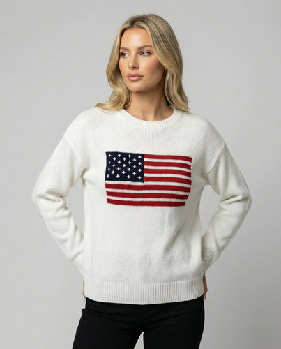 Amerikanische Flagge Rundhalsausschnitt Pullover