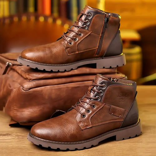 Lederstiefel mit Reißverschlüssen