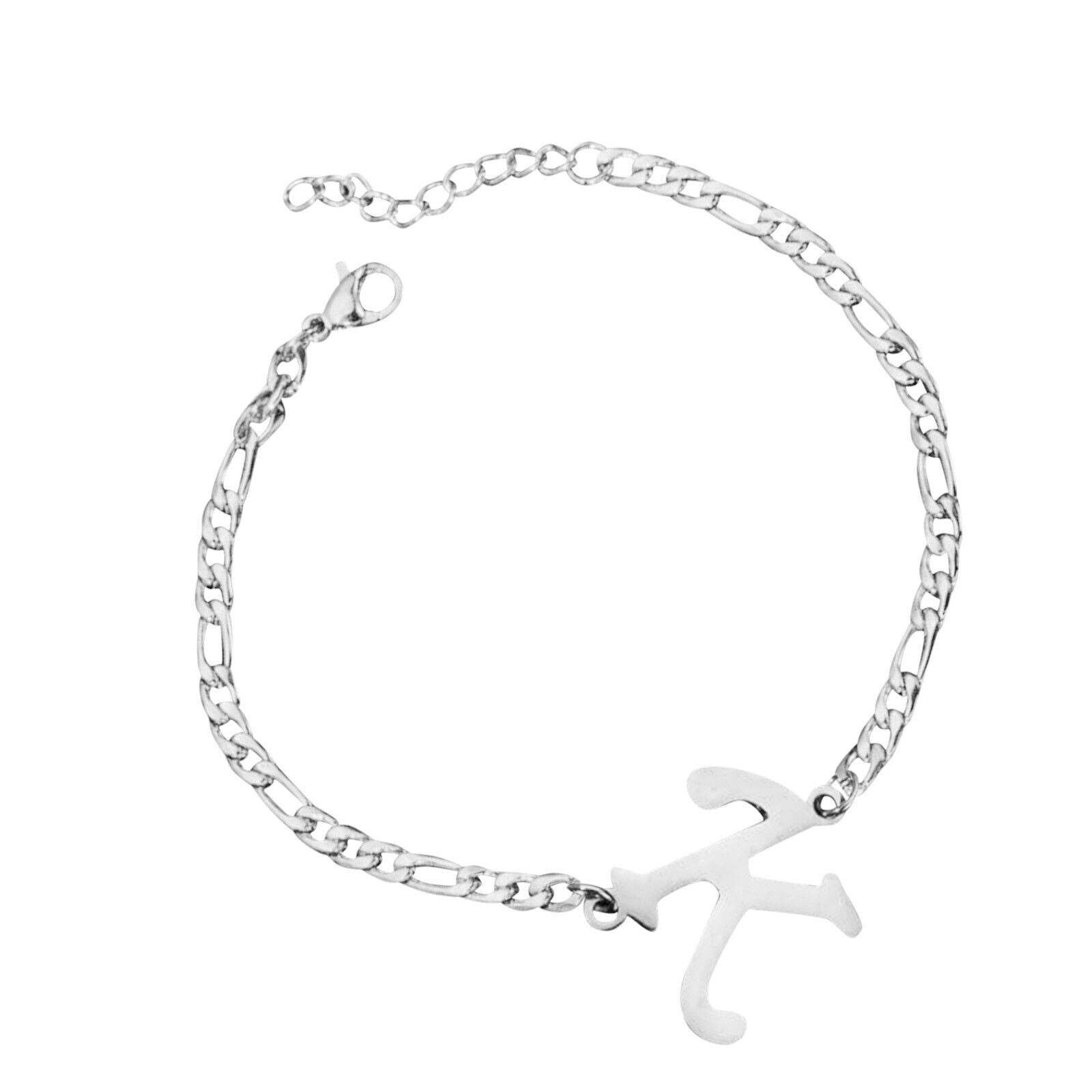 Damen Mädchen Silber Edelstahl Titan Einzelbuchstaben Initialen Armbänder | Shop Nory