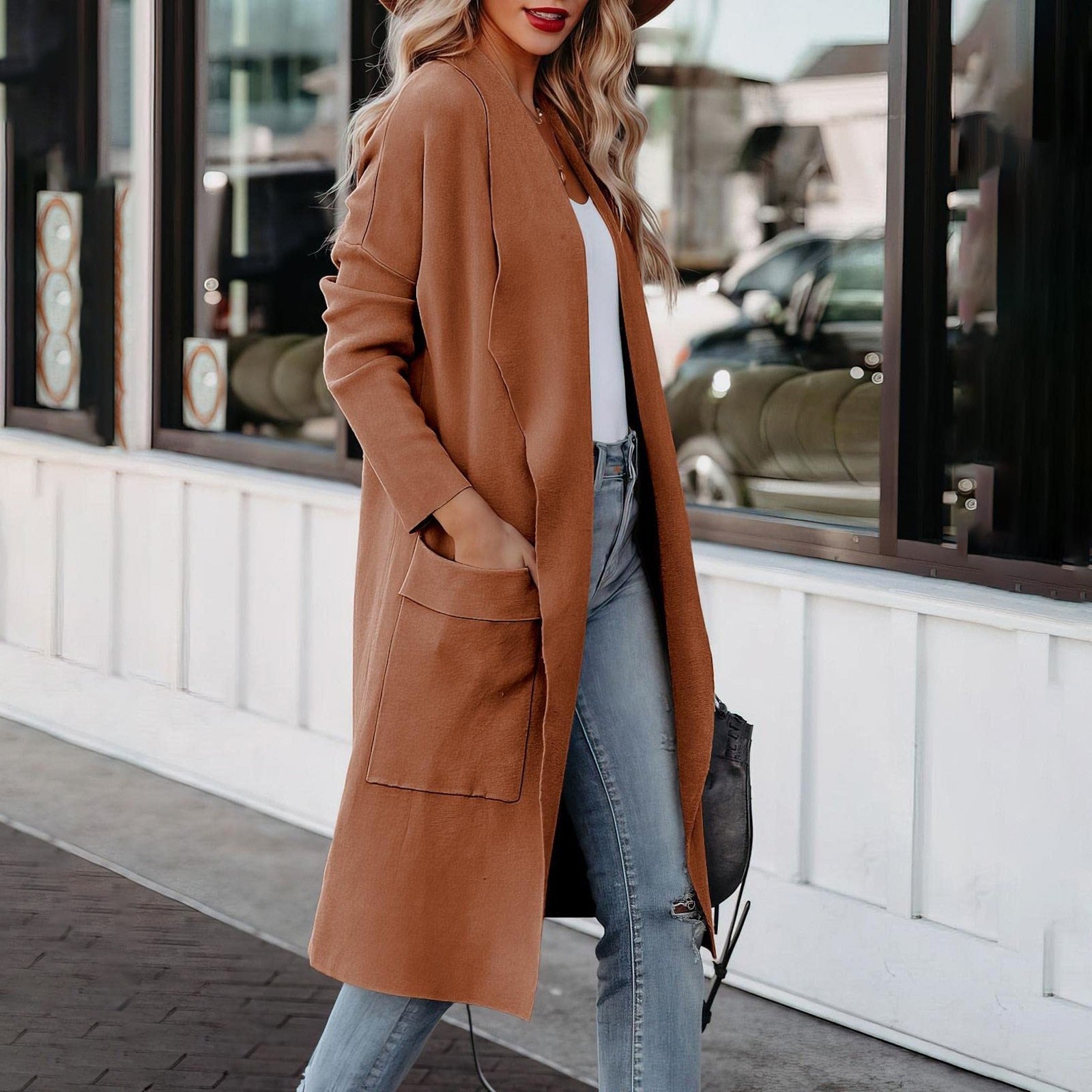 Eleganter Strick Winter Wildledermantel