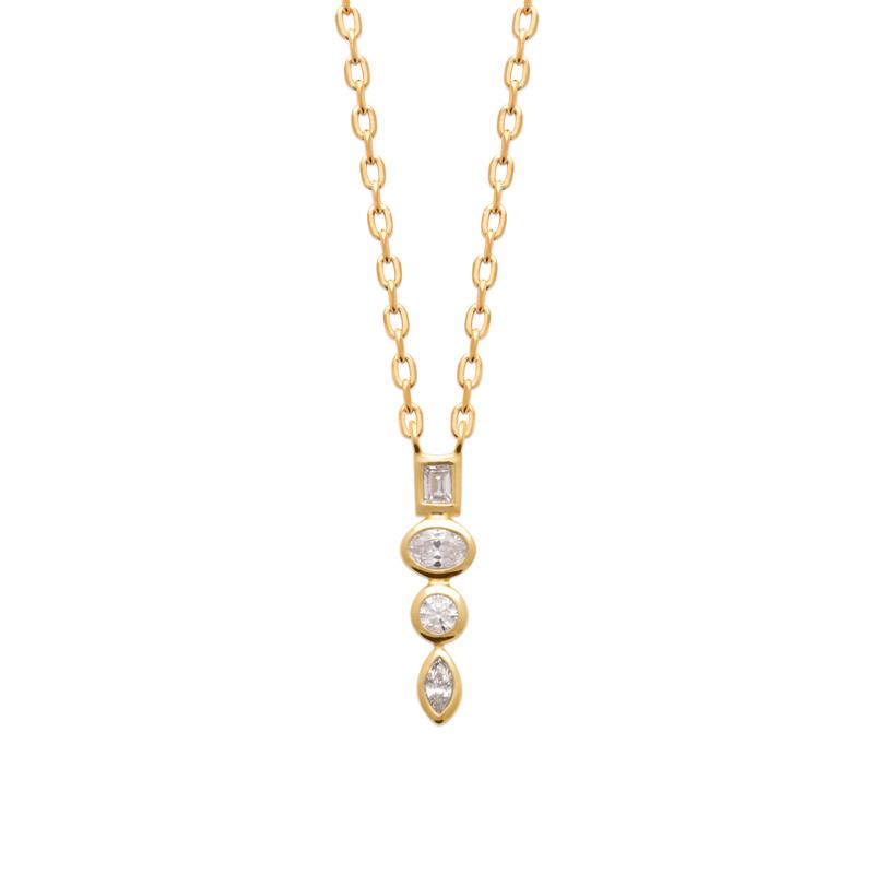 Kette vergoldet mit 4 Zirkonia - Zeitlose Eleganz für Damen | Shop Nory