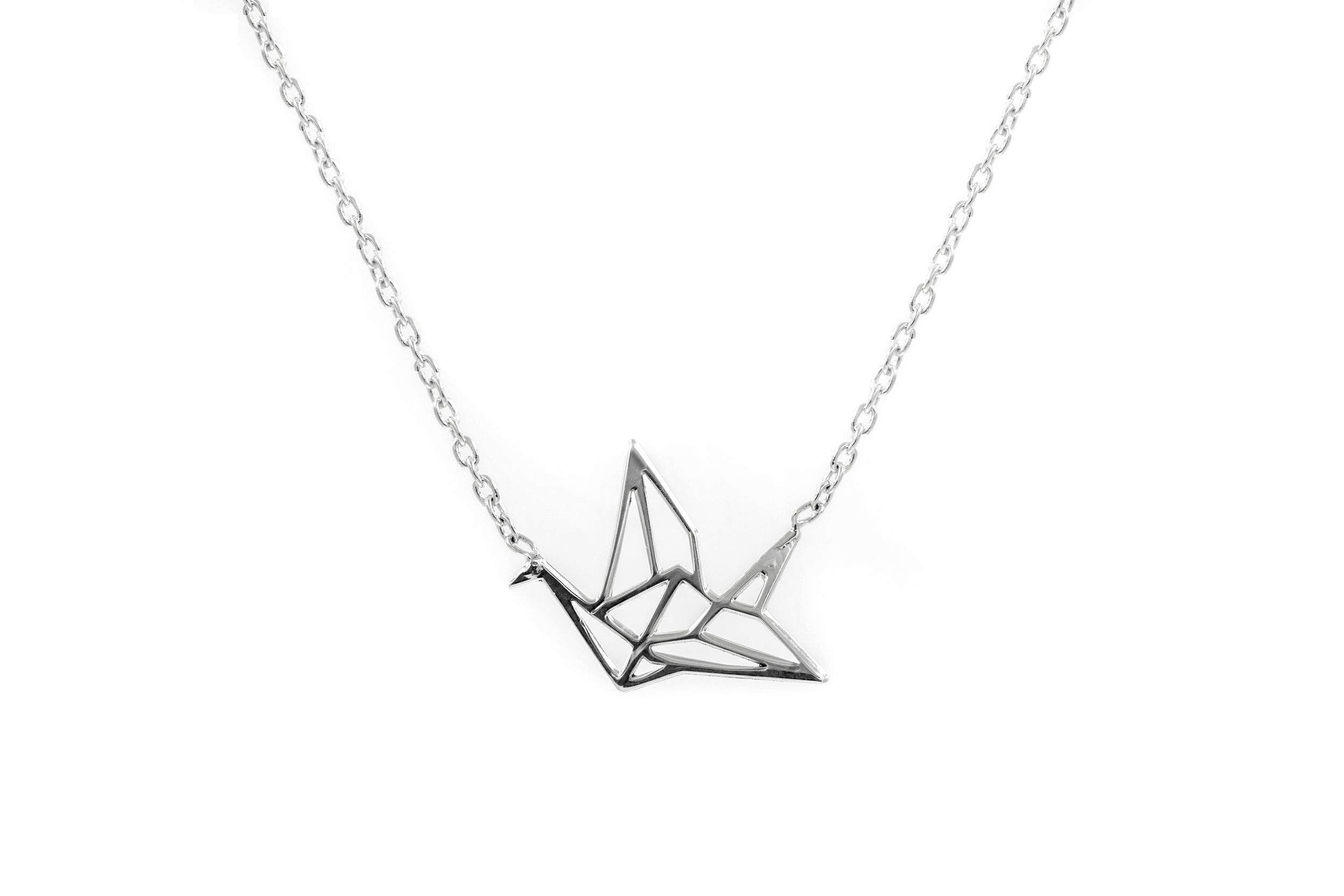 Kette mit Anhänger Vogel aus Silber - Origami Halskette | Shop Nory