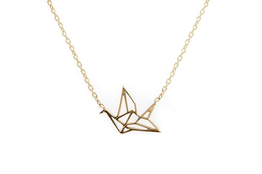 Kette mit Anhänger Vogel Vergoldet - Origami Halskette | Shop Nory