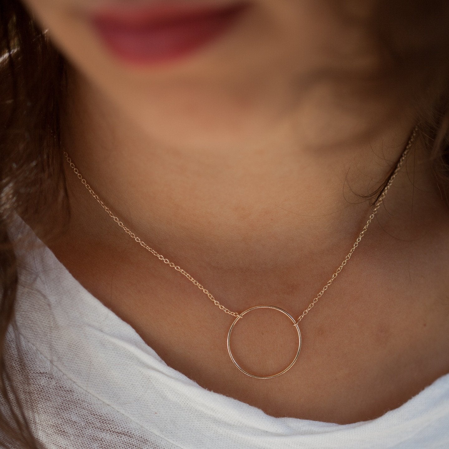 Kette mit Ring Vergoldet - Zartes Kettchen mit Kreis-Anhänger | Shop Nory