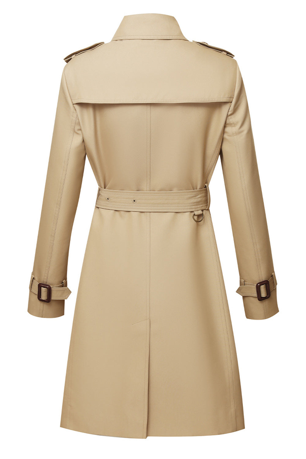 Damen Langer Slim Fit Trenchcoat mit Gürtel und Doppelreihigen Knöpfen
