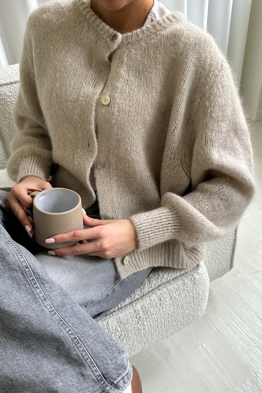 Damen Klassischer Strickcardigan mit Knöpfen und langen Ärmeln