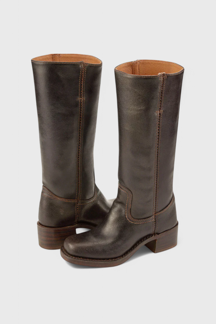 Knielange Stiefel - Damen Weite Wade Stiefel mit Blockabsatz