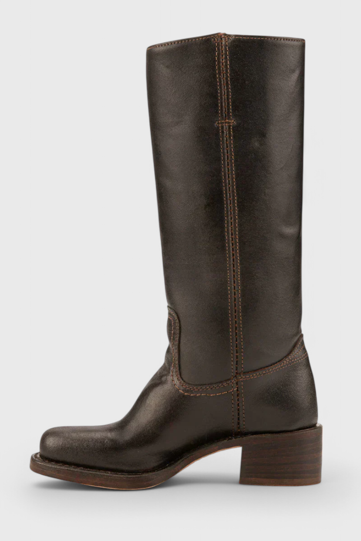 Knielange Stiefel - Damen Weite Wade Stiefel mit Blockabsatz