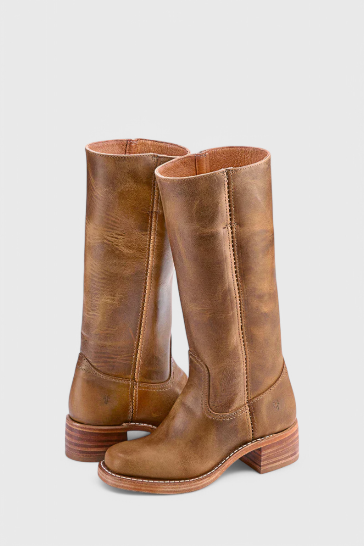 Knielange Stiefel - Damen Weite Wade Stiefel mit Blockabsatz