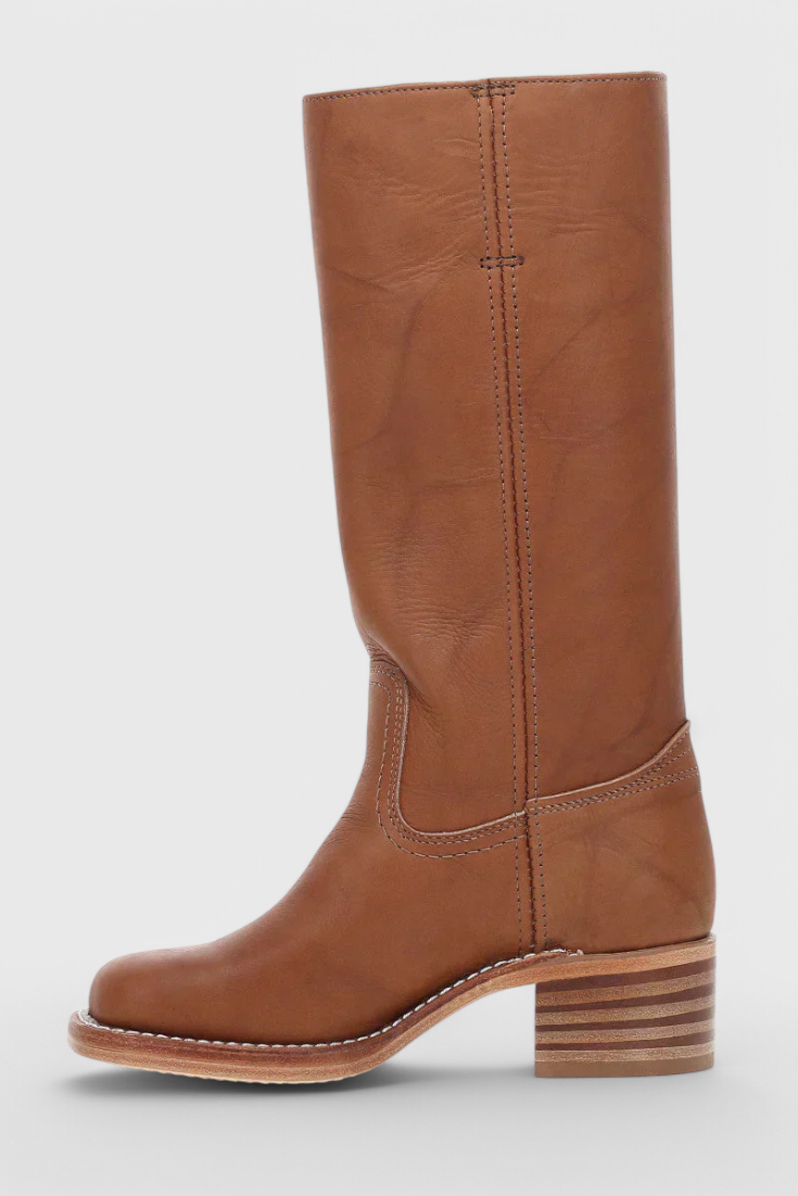 Knielange Stiefel - Damen Weite Wade Stiefel mit Blockabsatz