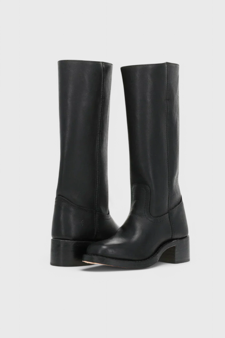 Knielange Stiefel - Damen Weite Wade Stiefel mit Blockabsatz