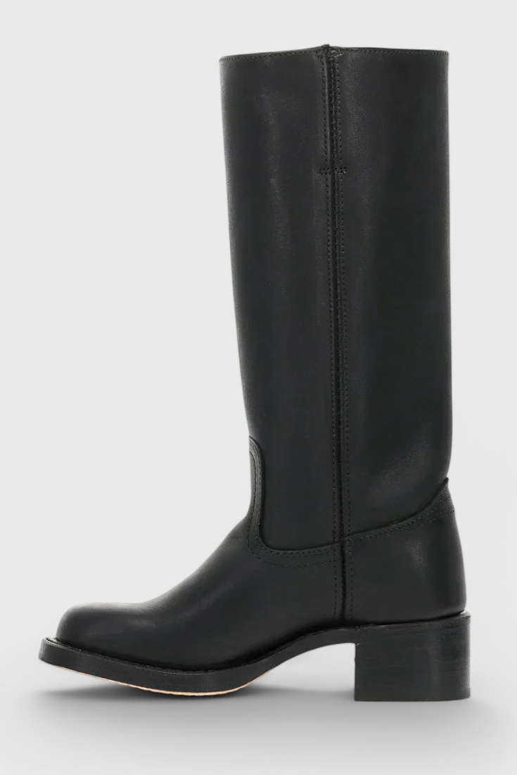 Knielange Stiefel - Damen Weite Wade Stiefel mit Blockabsatz