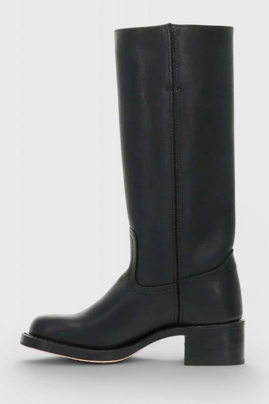 Knielange Stiefel - Damen Weite Wade Stiefel mit Blockabsatz