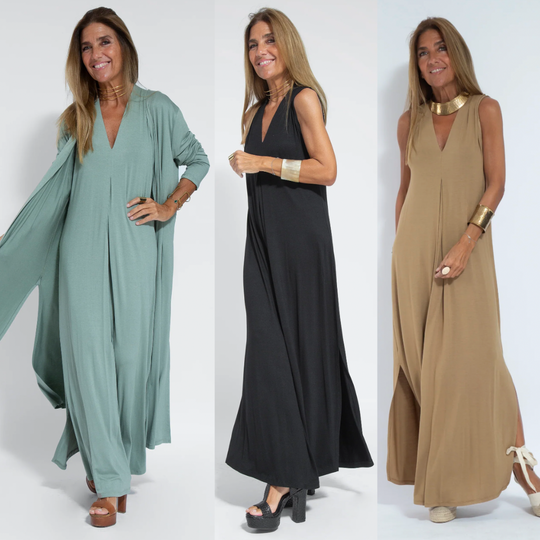 Elegantes Kleid-Weste-Set mit Schlankmachendem Schnitt für festliche Anlässe