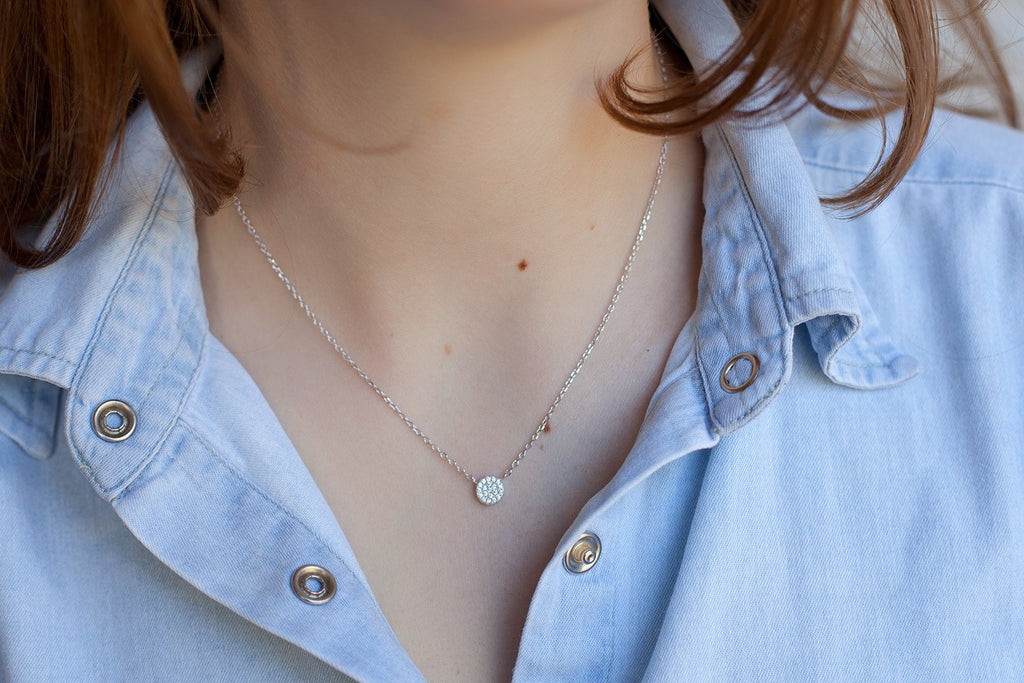 Kreiskette Plättchen mit Zirkonia aus Silber | Shop Nory
