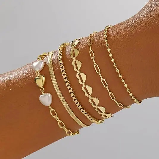 Gold Beschichtete Armbänder Stapel | Shop Nory