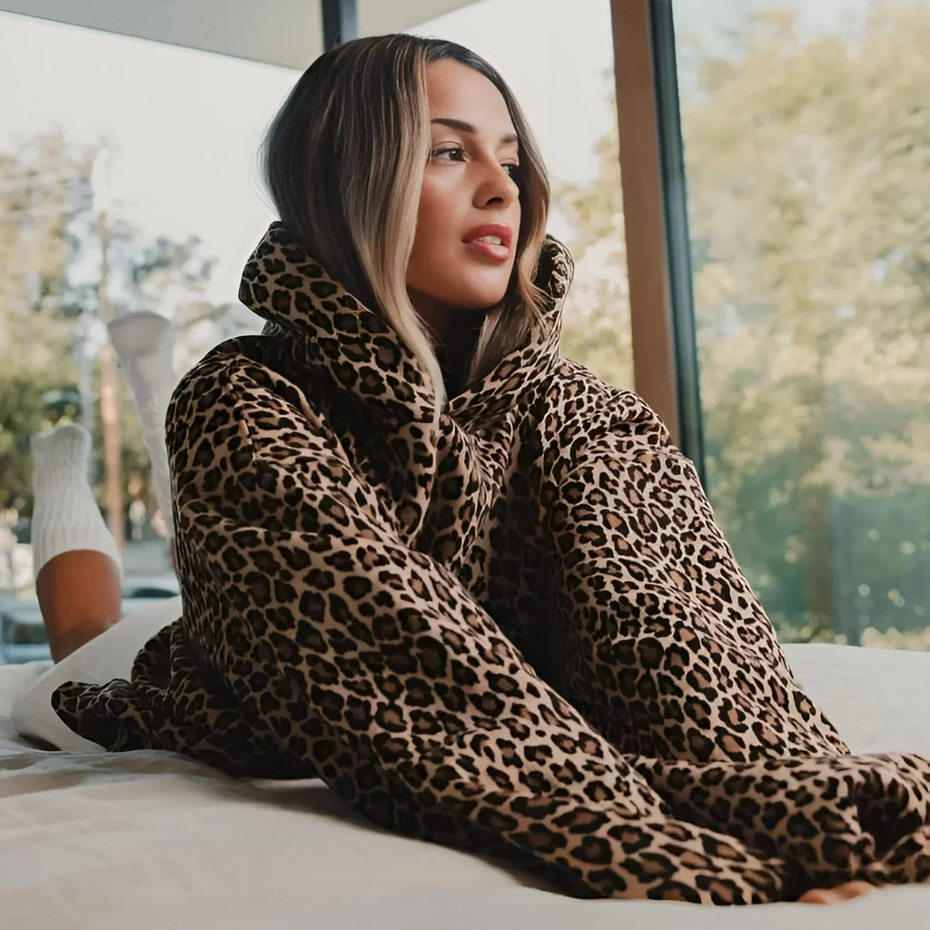 Luxe Damen Kapuzenpullover mit Pantherdruck