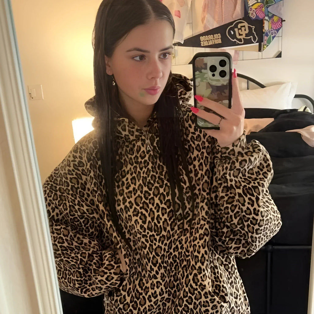Luxe Damen Kapuzenpullover mit Pantherdruck
