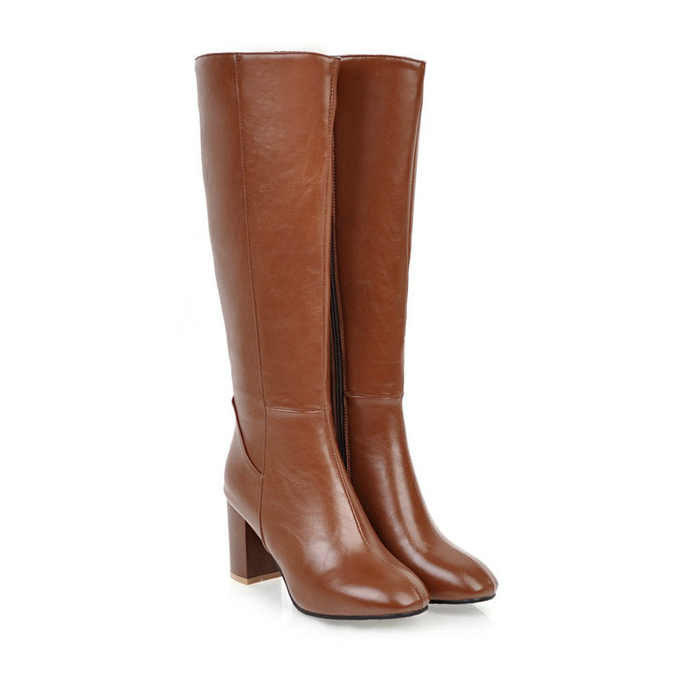 Stiefel mit Absatz | Leder | Blockabsatz | Hoher Absatz Knöchelhohe Stiefel | Damenstiefel