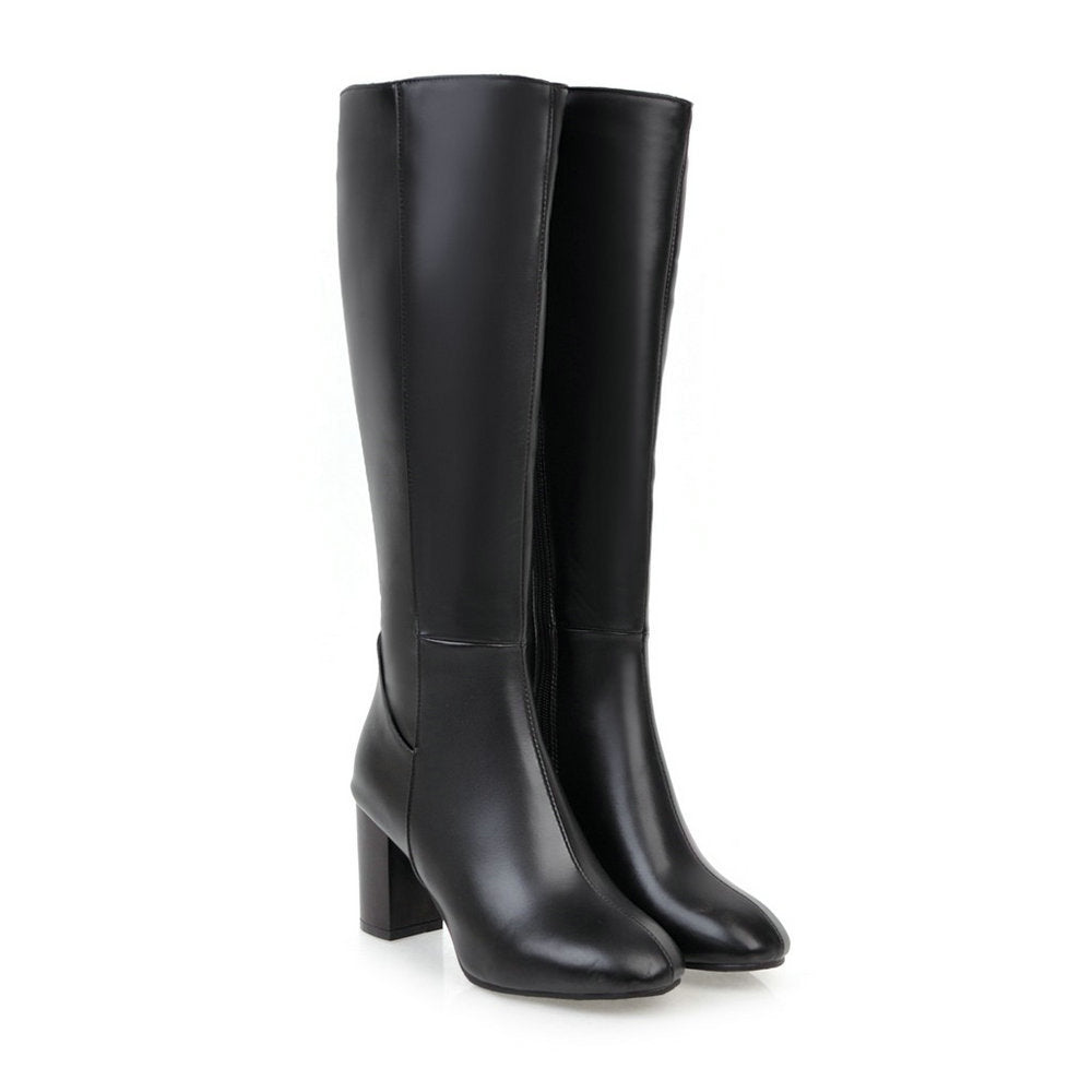Stiefel mit Absatz | Leder | Blockabsatz | Hoher Absatz Knöchelhohe Stiefel | Damenstiefel