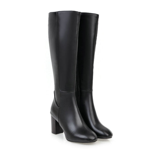 Stiefel mit Absatz | Leder | Blockabsatz | Hoher Absatz Knöchelhohe Stiefel | Damenstiefel