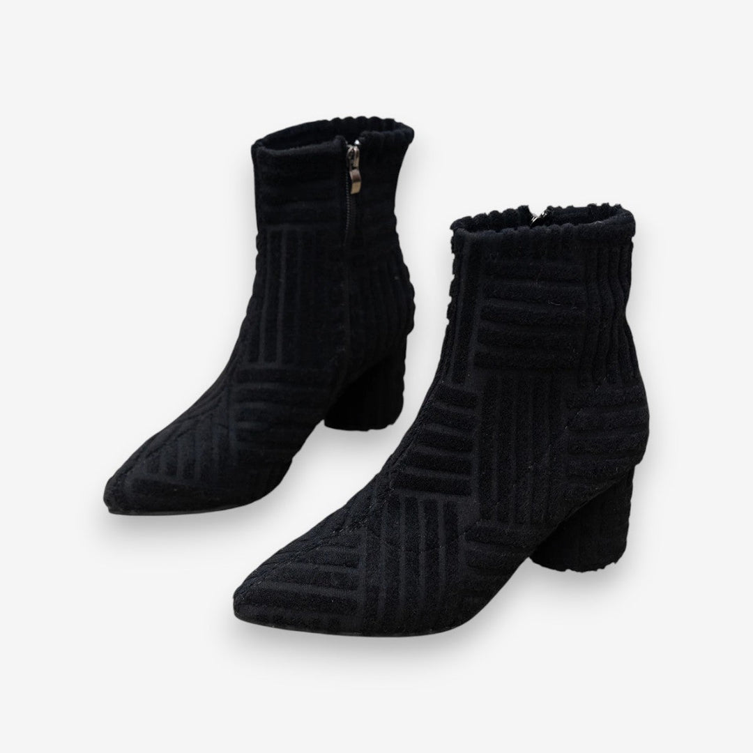 Absatzstiefel - Damen Stiefeletten mit Blockabsatz und spitzer Zehe