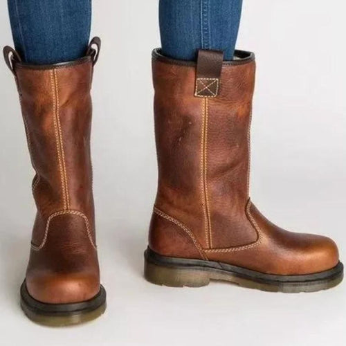 Lederstiefel - Braune, gefütterte Winterschuhe für Damen